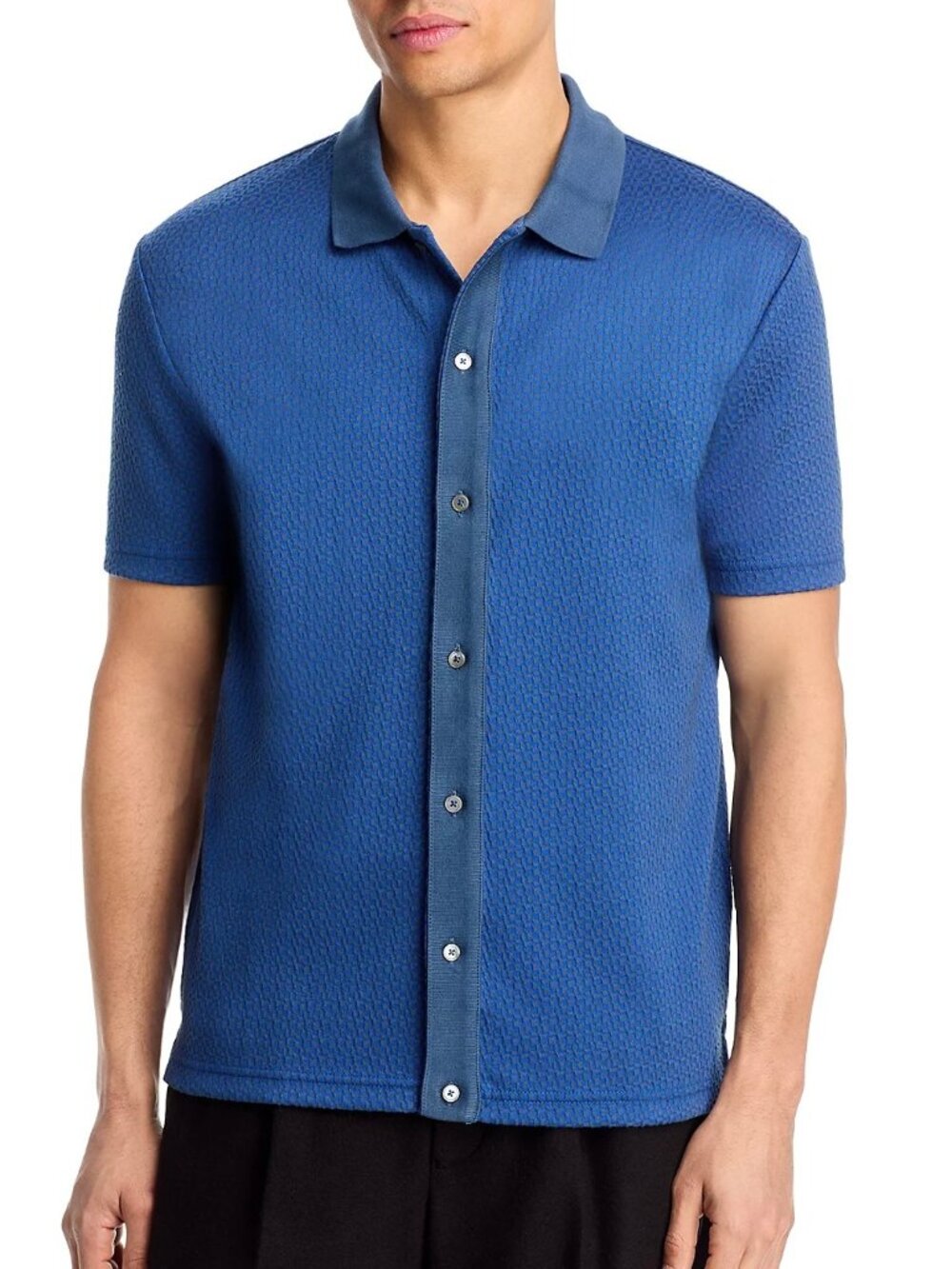 PS Paul Smith Regular Fit Button Front Textured Polo Shirt Mens XL Navy NWT $175